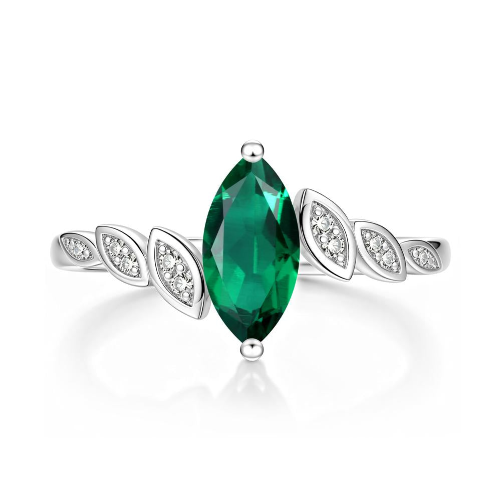 Marquise Cut London Blue Topaz Art Deco Leaf Bypass Ring - LUO Jewelry #gemstone_Emerald