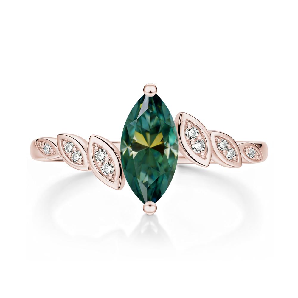 Marquise Cut London Blue Topaz Art Deco Leaf Bypass Ring - LUO Jewelry #gemstone_Green Moissanite