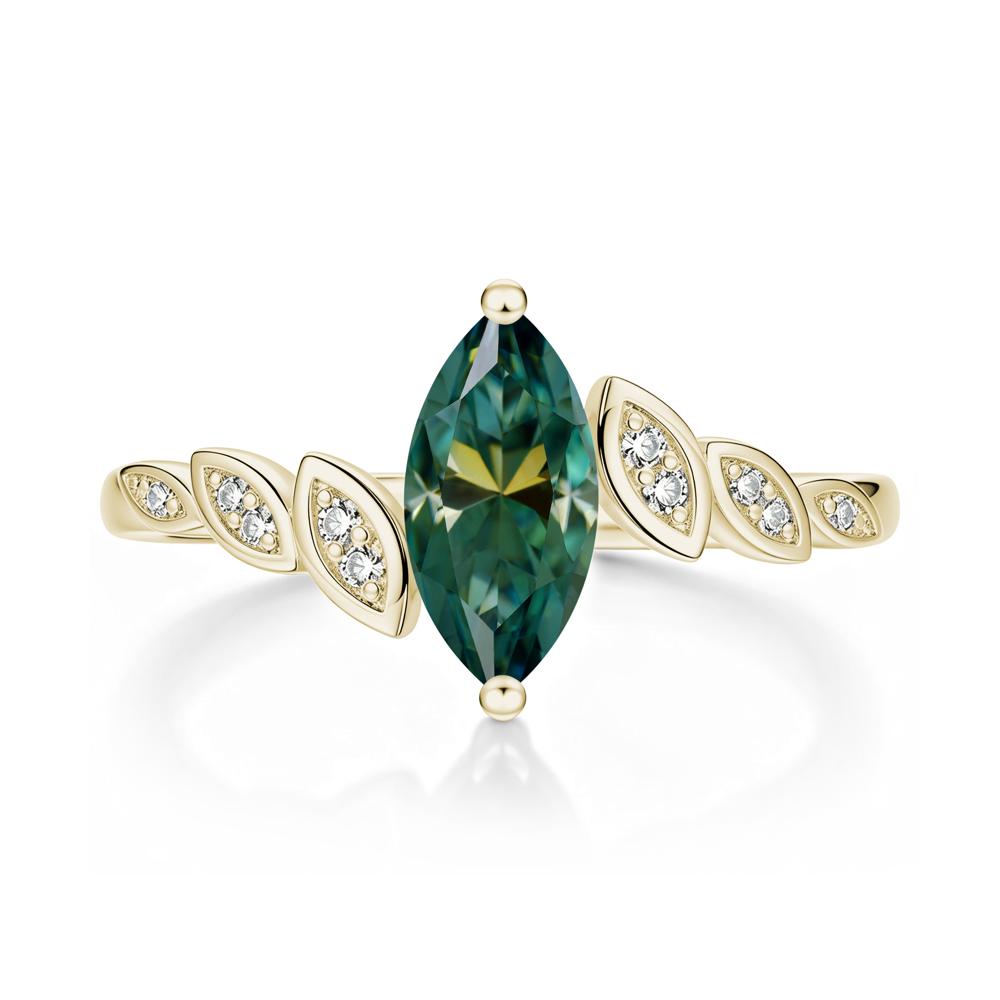 Marquise Cut London Blue Topaz Art Deco Leaf Bypass Ring - LUO Jewelry #gemstone_Green Moissanite