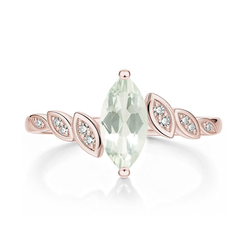 Marquise Cut London Blue Topaz Art Deco Leaf Bypass Ring - LUO Jewelry #gemstone_Green Amethyst