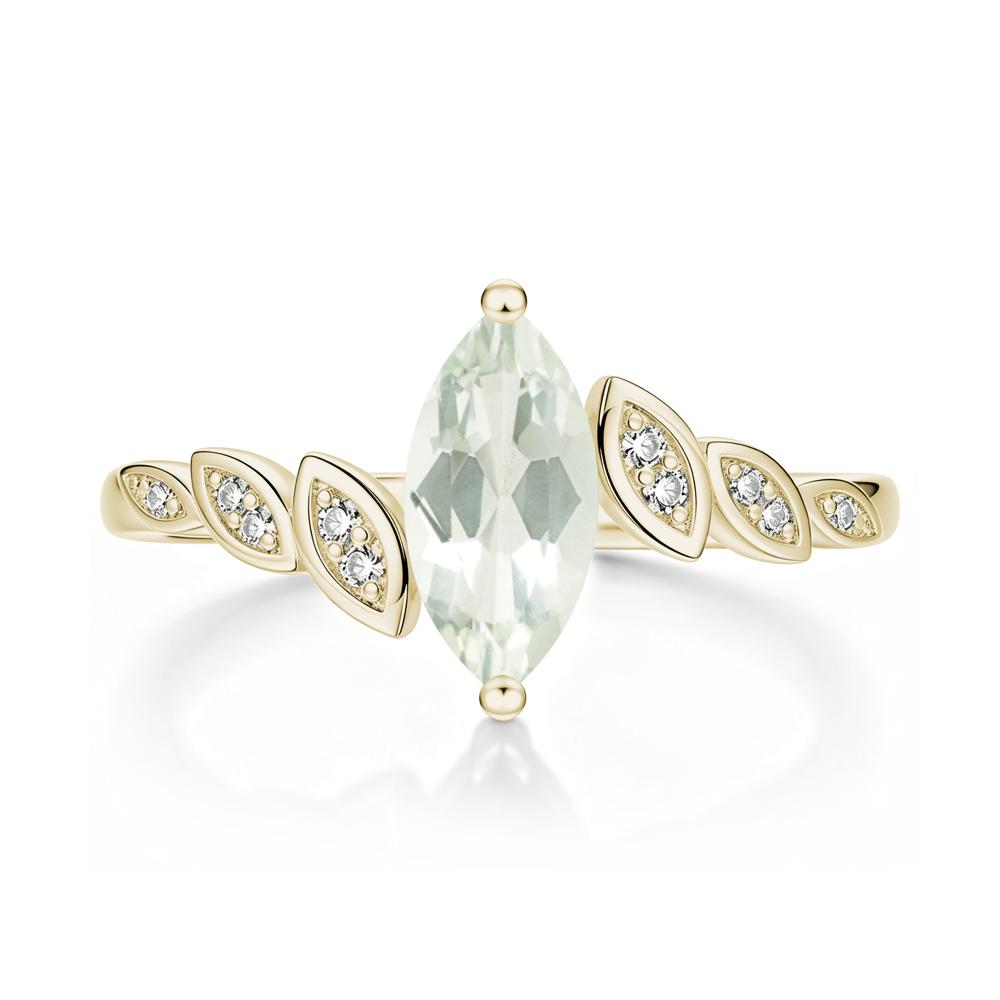 Marquise Cut London Blue Topaz Art Deco Leaf Bypass Ring - LUO Jewelry #gemstone_Green Amethyst