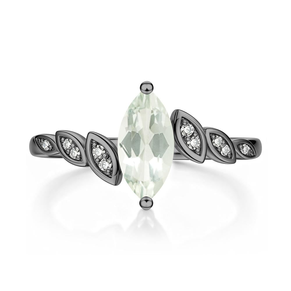 Marquise Cut London Blue Topaz Art Deco Leaf Bypass Ring - LUO Jewelry #gemstone_Green Amethyst
