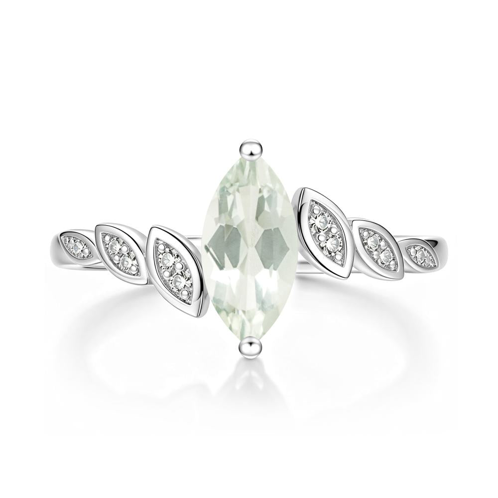Marquise Cut London Blue Topaz Art Deco Leaf Bypass Ring - LUO Jewelry #gemstone_Green Amethyst