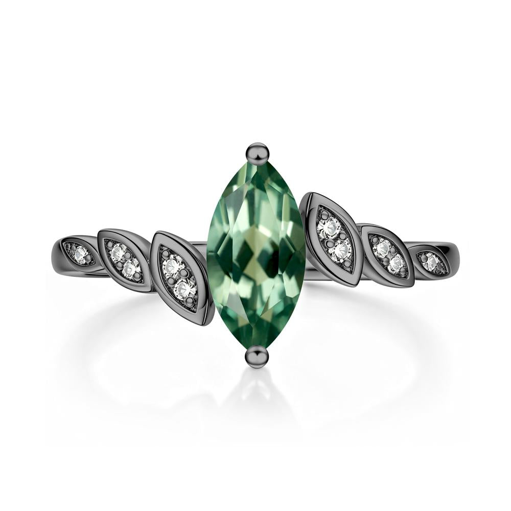 Marquise Cut London Blue Topaz Art Deco Leaf Bypass Ring - LUO Jewelry #gemstone_Green Sapphire