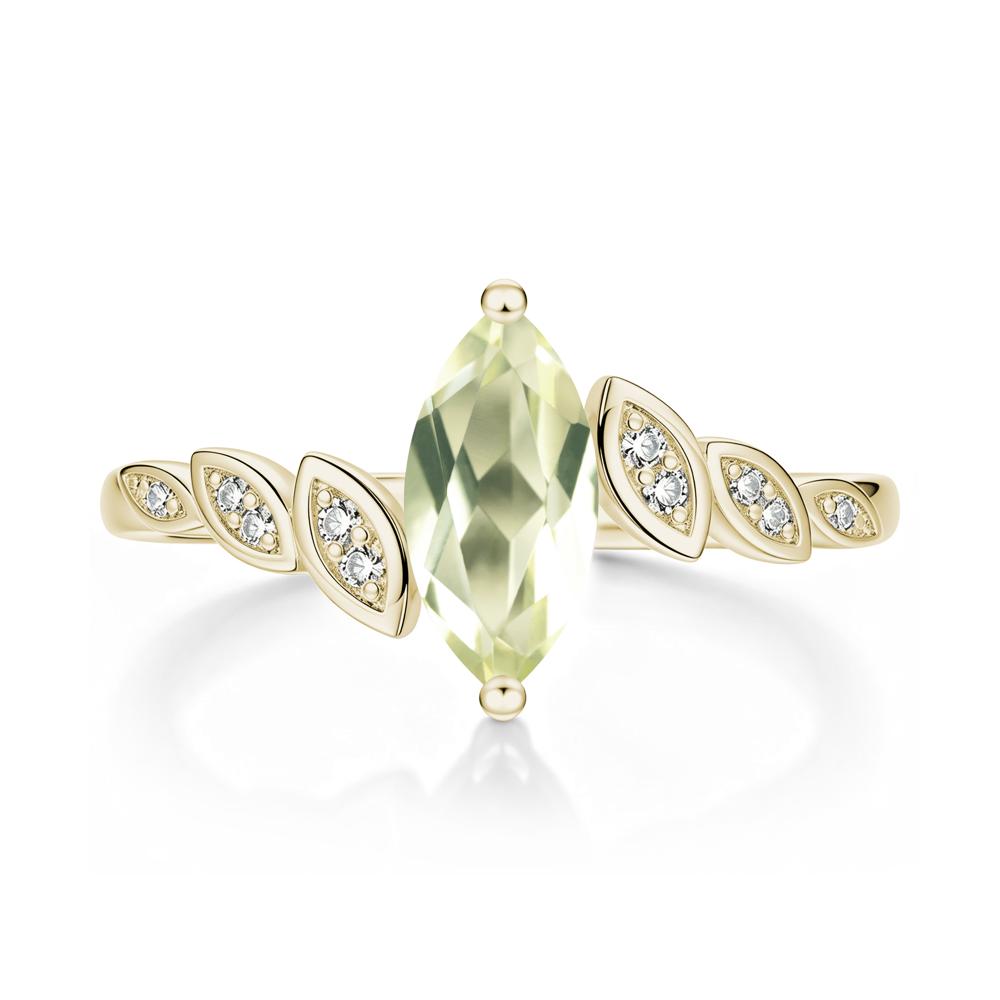 Marquise Cut London Blue Topaz Art Deco Leaf Bypass Ring - LUO Jewelry #gemstone_Lemon Quartz