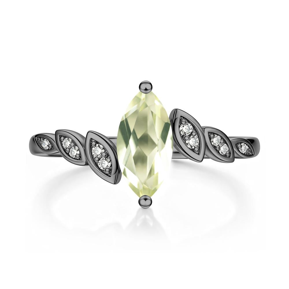 Marquise Cut London Blue Topaz Art Deco Leaf Bypass Ring - LUO Jewelry #gemstone_Lemon Quartz
