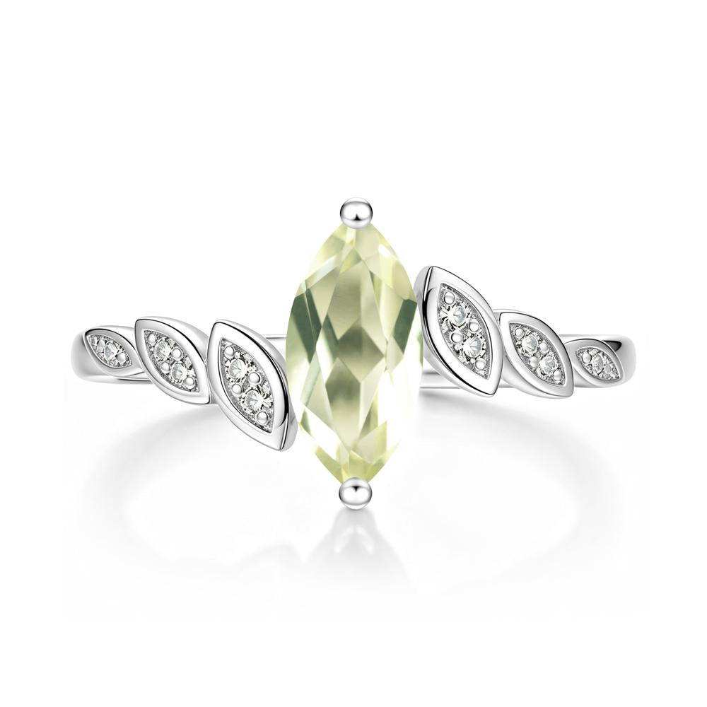 Marquise Cut London Blue Topaz Art Deco Leaf Bypass Ring - LUO Jewelry #gemstone_Lemon Quartz
