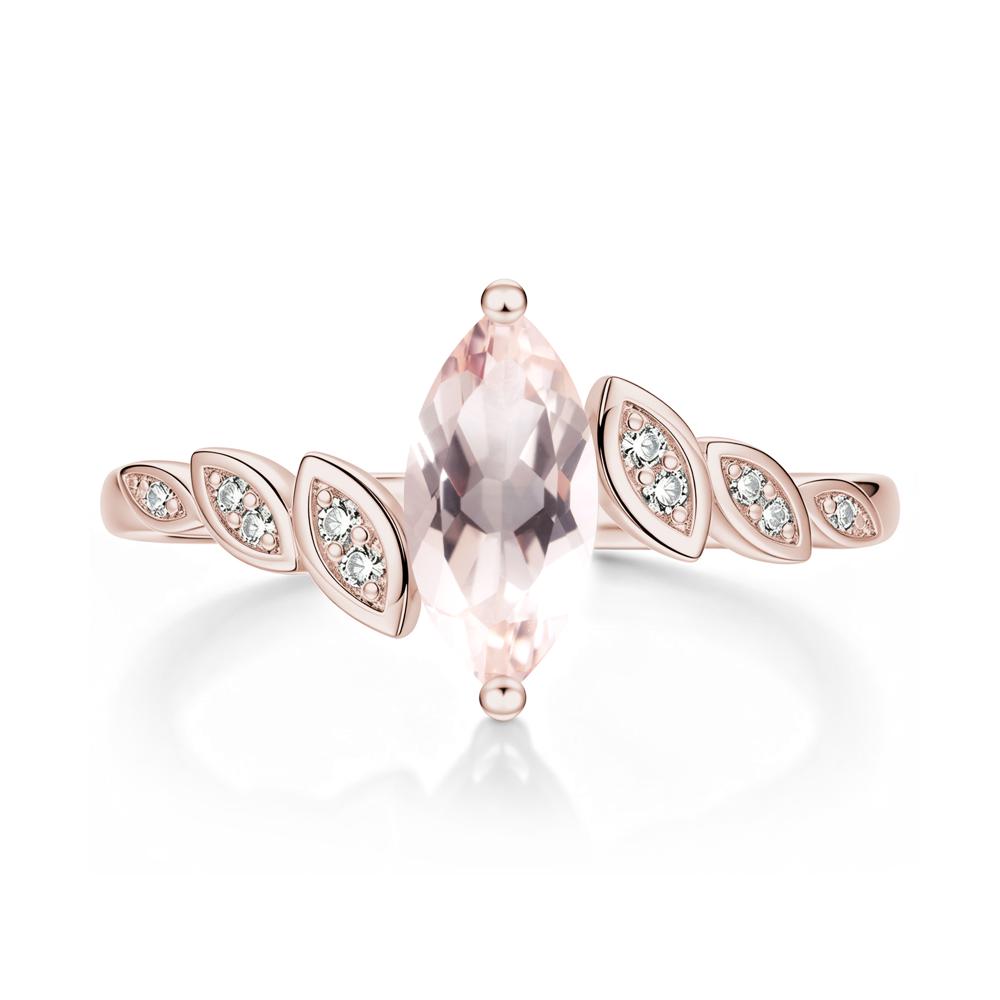 Marquise Cut London Blue Topaz Art Deco Leaf Bypass Ring - LUO Jewelry #gemstone_Morganite