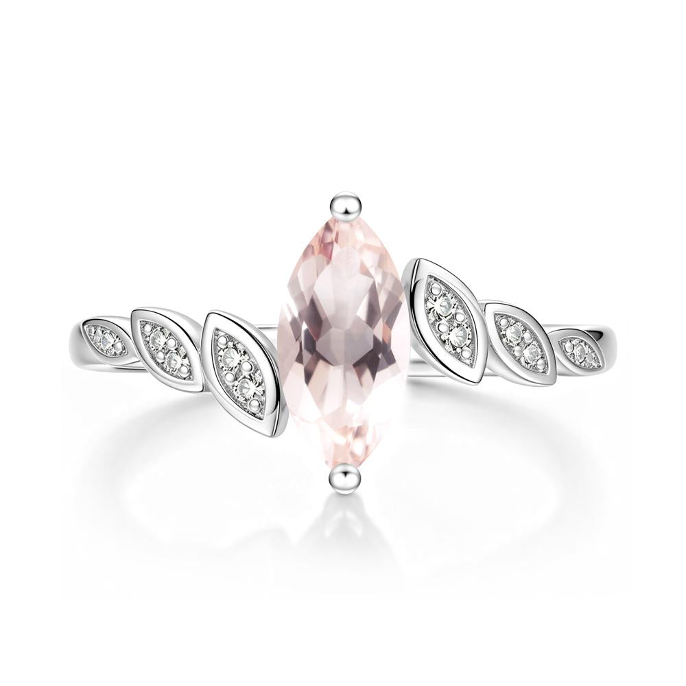 Marquise Cut London Blue Topaz Art Deco Leaf Bypass Ring - LUO Jewelry #gemstone_Morganite