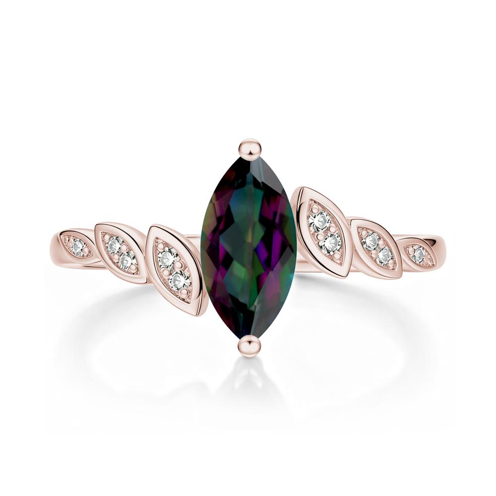 Marquise Cut London Blue Topaz Art Deco Leaf Bypass Ring - LUO Jewelry #gemstone_Mystic Topaz