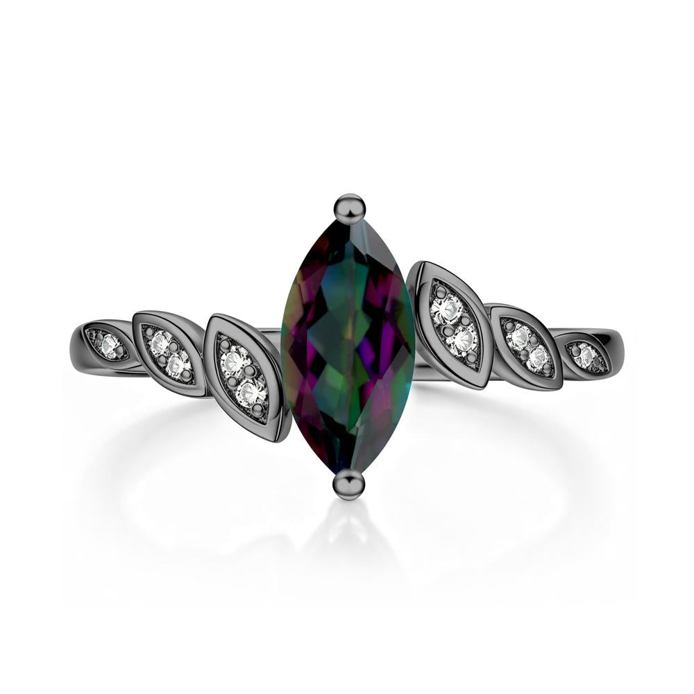 Marquise Cut London Blue Topaz Art Deco Leaf Bypass Ring - LUO Jewelry #gemstone_Mystic Topaz