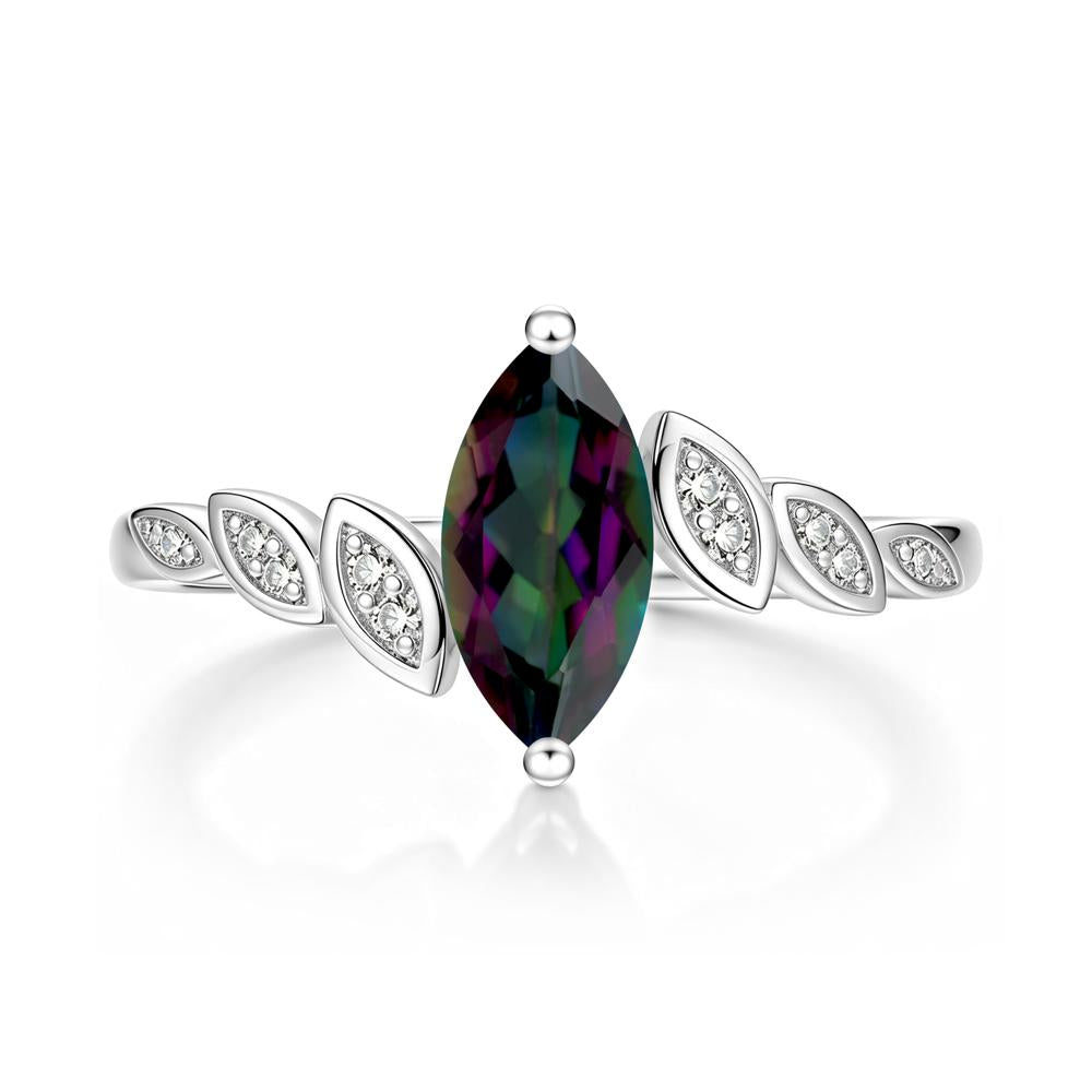 Marquise Cut London Blue Topaz Art Deco Leaf Bypass Ring - LUO Jewelry #gemstone_Mystic Topaz