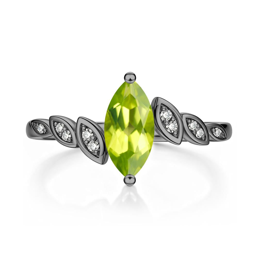 Marquise Cut London Blue Topaz Art Deco Leaf Bypass Ring - LUO Jewelry #gemstone_Peridot