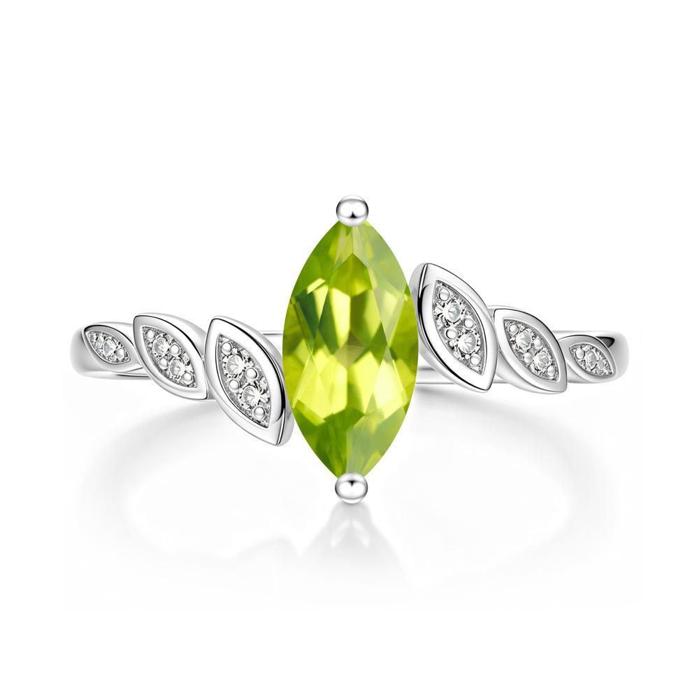 Marquise Cut London Blue Topaz Art Deco Leaf Bypass Ring - LUO Jewelry #gemstone_Peridot
