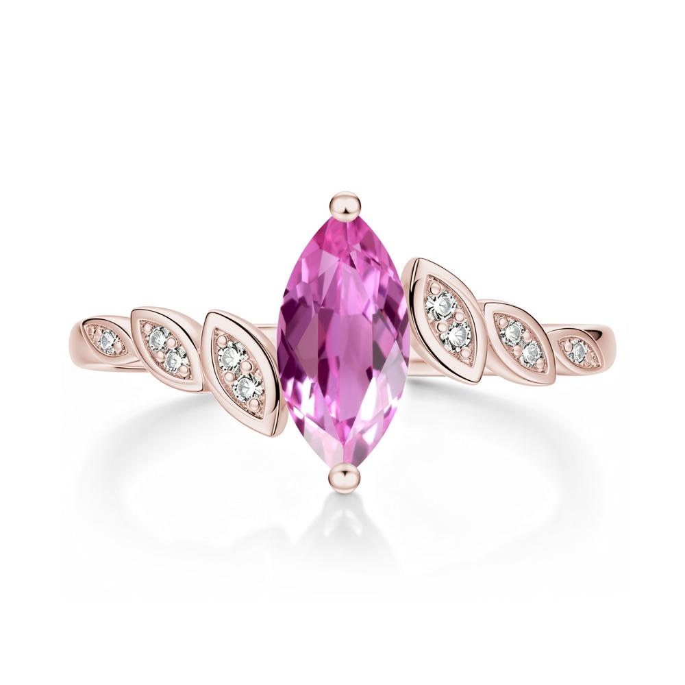Marquise Cut London Blue Topaz Art Deco Leaf Bypass Ring - LUO Jewelry #gemstone_Pink Sapphire