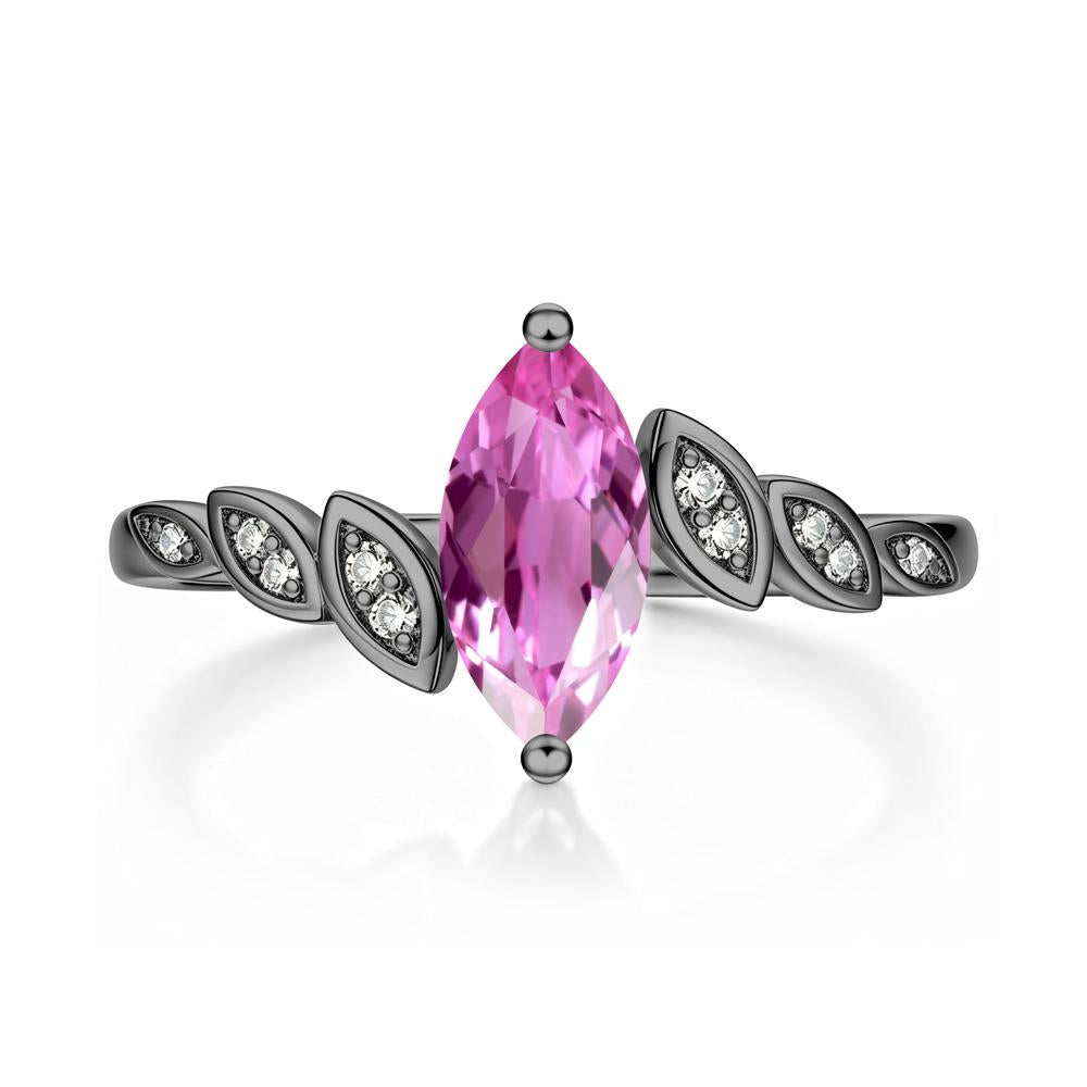 Marquise Cut London Blue Topaz Art Deco Leaf Bypass Ring - LUO Jewelry #gemstone_Pink Sapphire