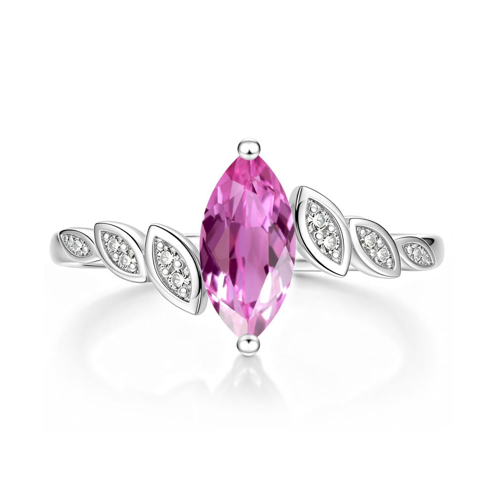 Marquise Cut London Blue Topaz Art Deco Leaf Bypass Ring - LUO Jewelry #gemstone_Pink Sapphire