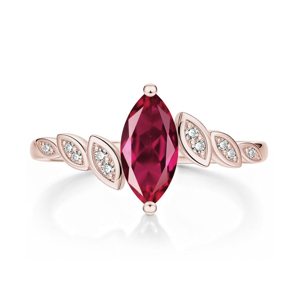 Marquise Cut London Blue Topaz Art Deco Leaf Bypass Ring - LUO Jewelry #gemstone_Ruby