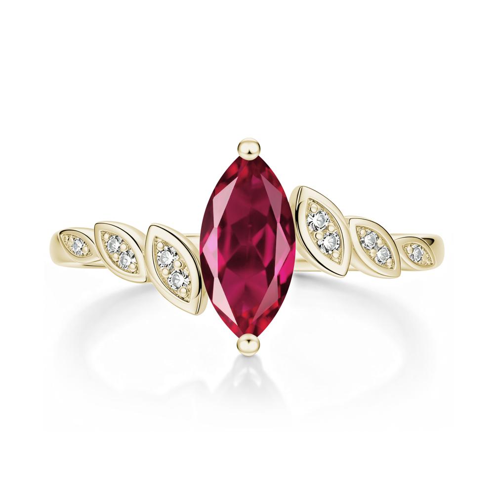 Marquise Cut London Blue Topaz Art Deco Leaf Bypass Ring - LUO Jewelry #gemstone_Ruby