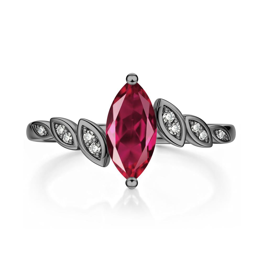 Marquise Cut London Blue Topaz Art Deco Leaf Bypass Ring - LUO Jewelry #gemstone_Ruby