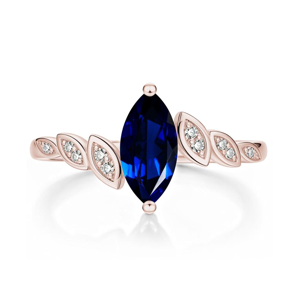 Marquise Cut London Blue Topaz Art Deco Leaf Bypass Ring - LUO Jewelry #gemstone_Sapphire