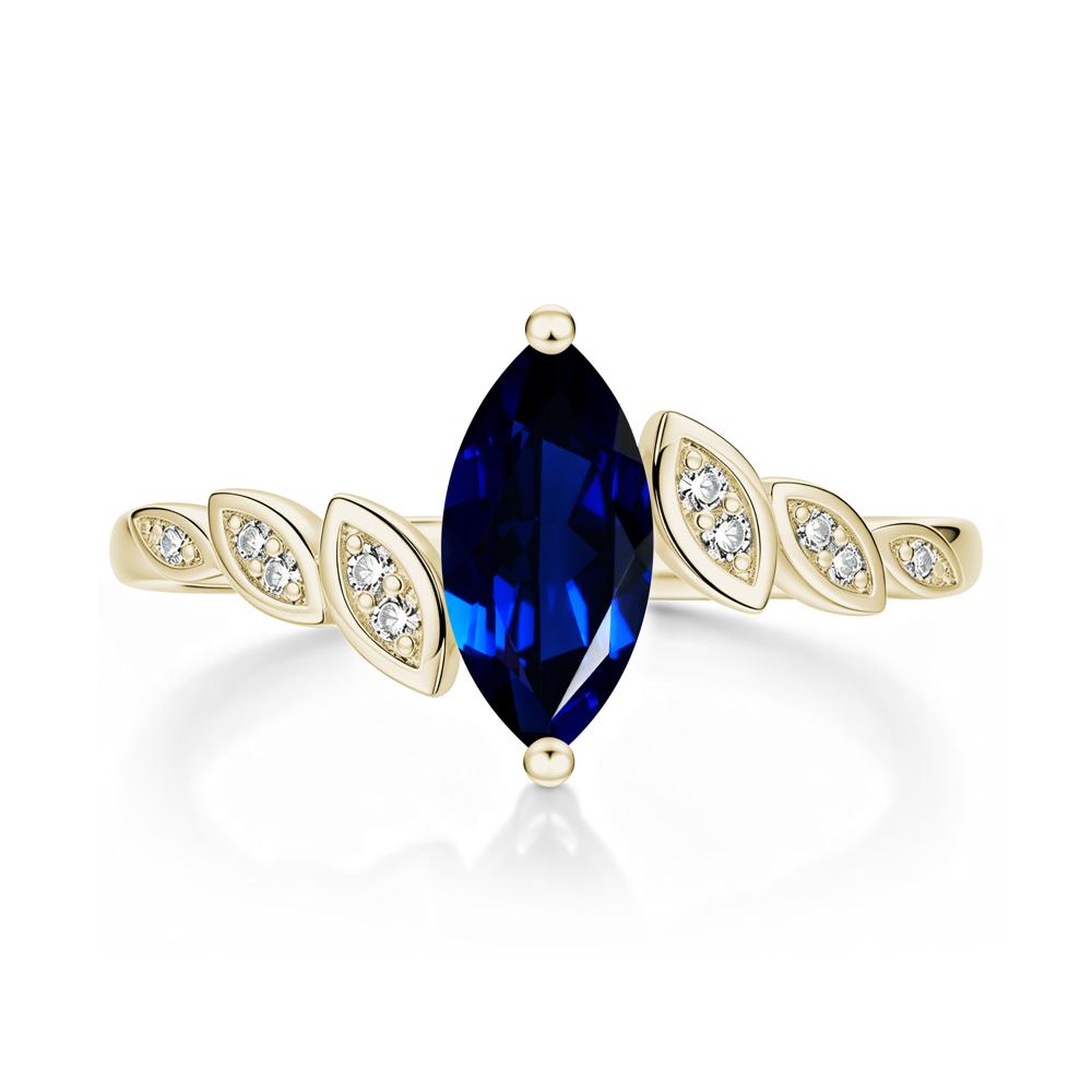 Marquise Cut London Blue Topaz Art Deco Leaf Bypass Ring - LUO Jewelry #gemstone_Sapphire