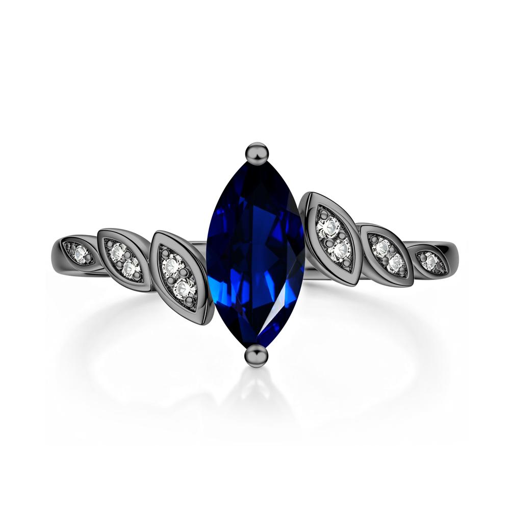 Marquise Cut London Blue Topaz Art Deco Leaf Bypass Ring - LUO Jewelry #gemstone_Sapphire