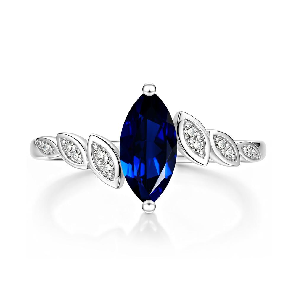 Marquise Cut London Blue Topaz Art Deco Leaf Bypass Ring - LUO Jewelry #gemstone_Sapphire