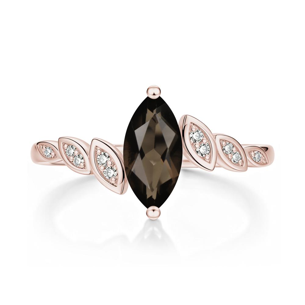 Marquise Cut London Blue Topaz Art Deco Leaf Bypass Ring - LUO Jewelry #gemstone_Smoky Quartz