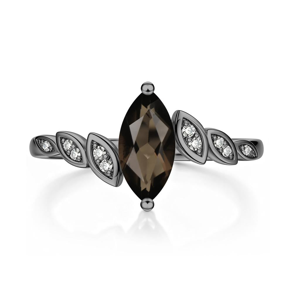 Marquise Cut London Blue Topaz Art Deco Leaf Bypass Ring - LUO Jewelry #gemstone_Smoky Quartz