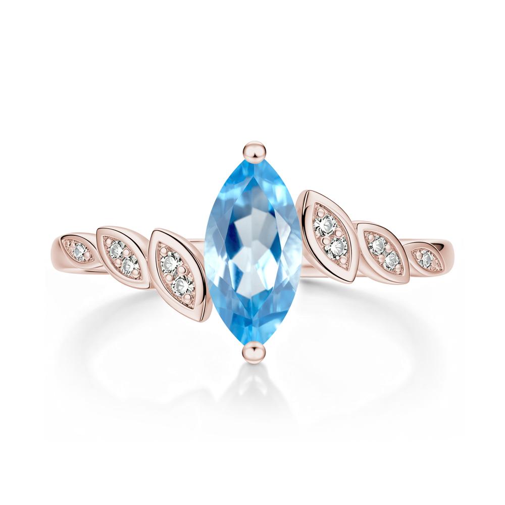 Marquise Cut London Blue Topaz Art Deco Leaf Bypass Ring - LUO Jewelry #gemstone_Swiss Blue Topaz