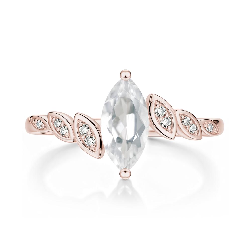 Marquise Cut London Blue Topaz Art Deco Leaf Bypass Ring - LUO Jewelry #gemstone_White Topaz