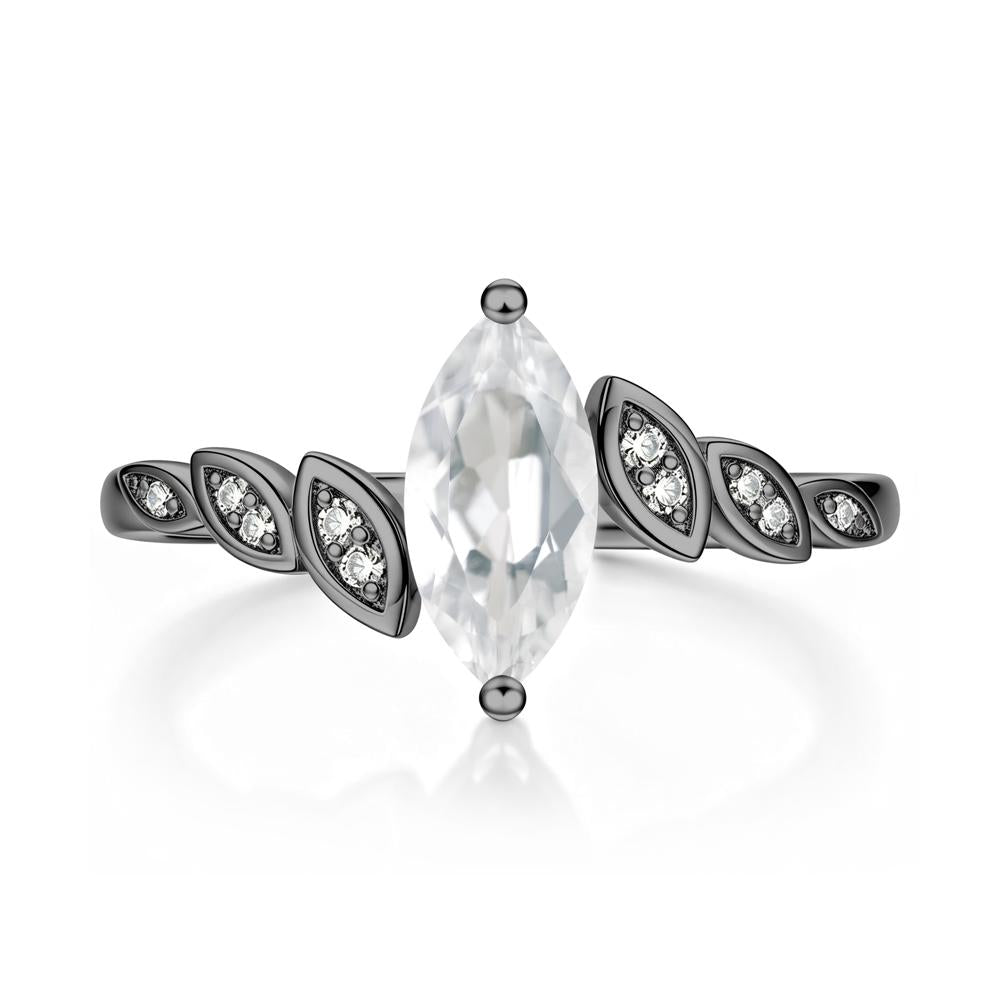 Marquise Cut London Blue Topaz Art Deco Leaf Bypass Ring - LUO Jewelry #gemstone_White Topaz