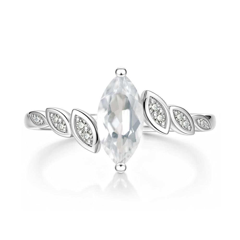 Marquise Cut London Blue Topaz Art Deco Leaf Bypass Ring - LUO Jewelry #gemstone_White Topaz