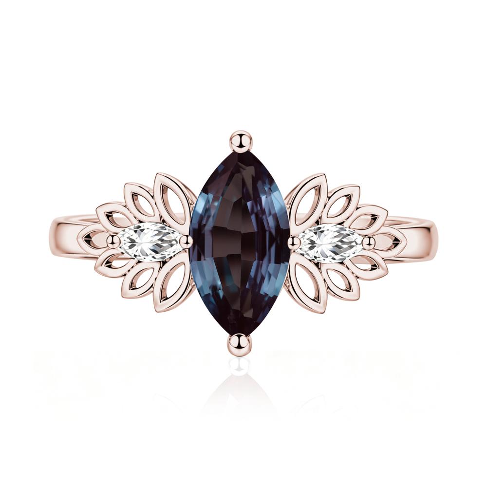 Leaf Inspired Marquise Cut Emerald Cocktail Ring - LUO Jewelry #gemstone_Alexandrite