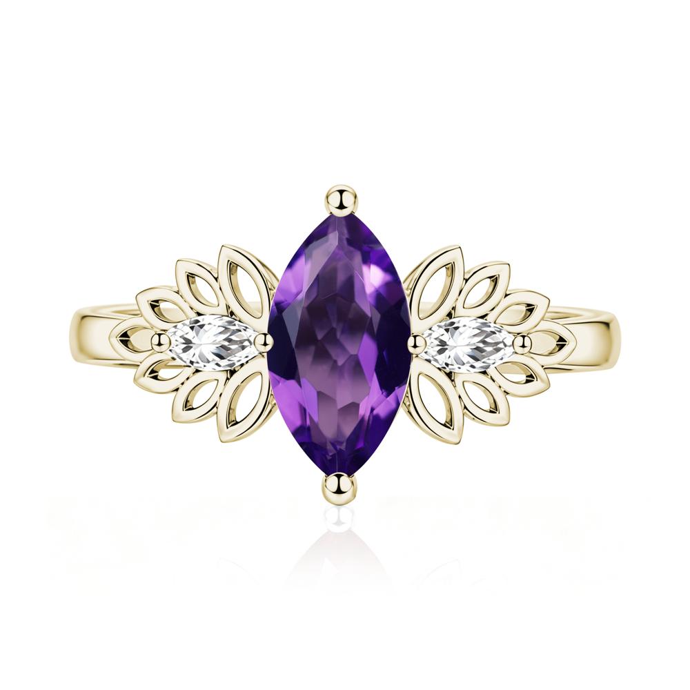Leaf Inspired Marquise Cut Emerald Cocktail Ring - LUO Jewelry #gemstone_Amethyst