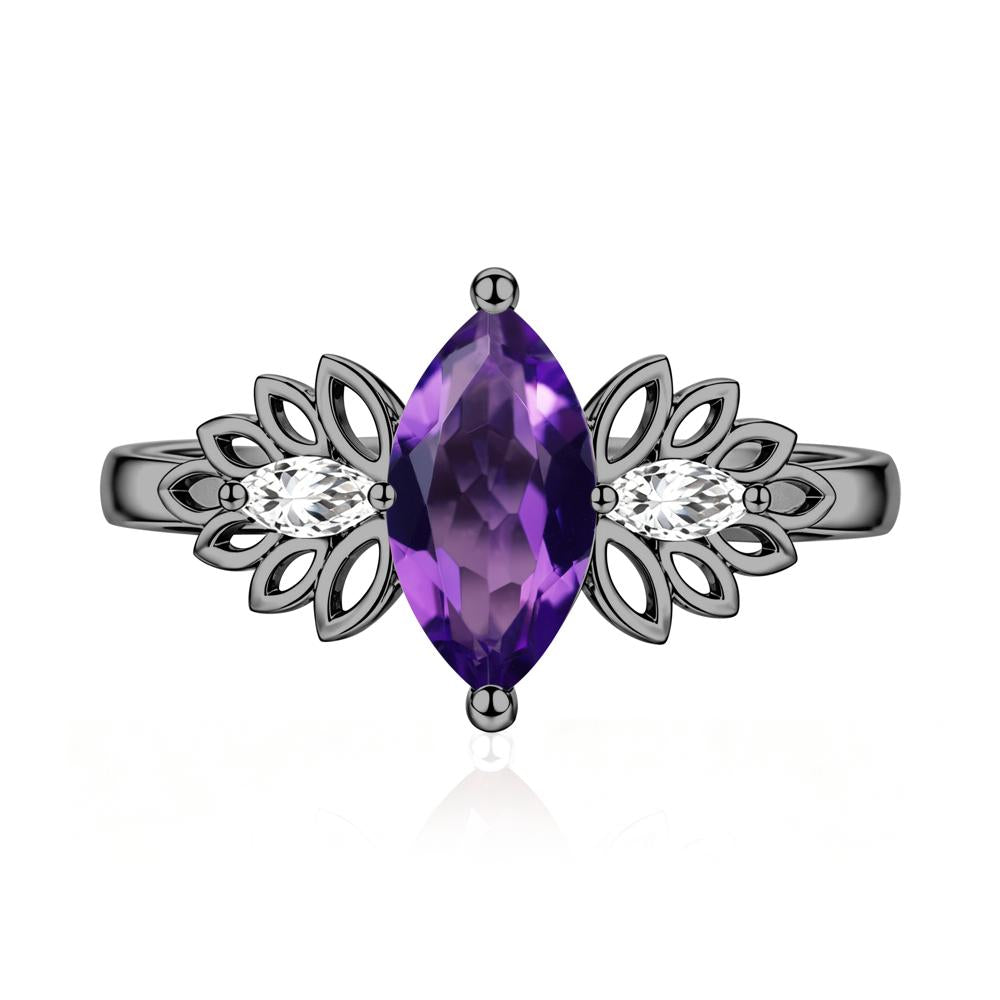 Leaf Inspired Marquise Cut Emerald Cocktail Ring - LUO Jewelry #gemstone_Amethyst