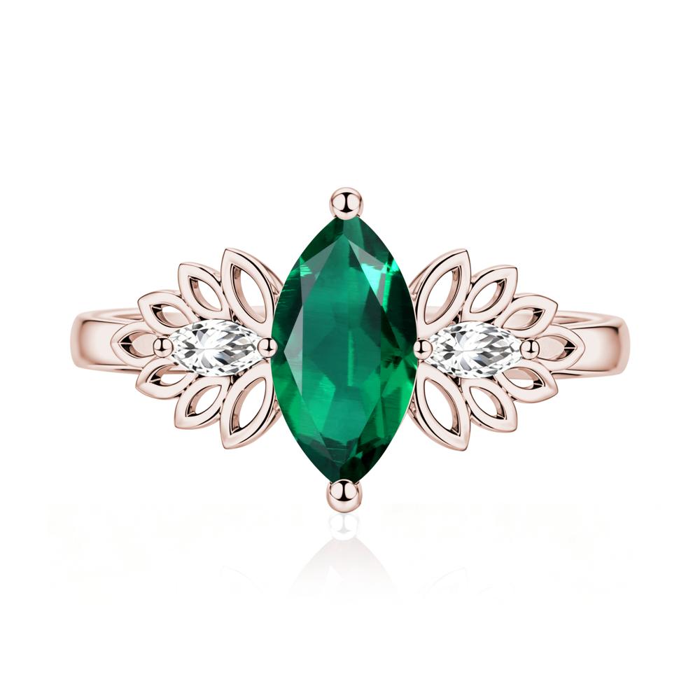 Leaf Inspired Marquise Cut Emerald Cocktail Ring - LUO Jewelry #gemstone_Emerald