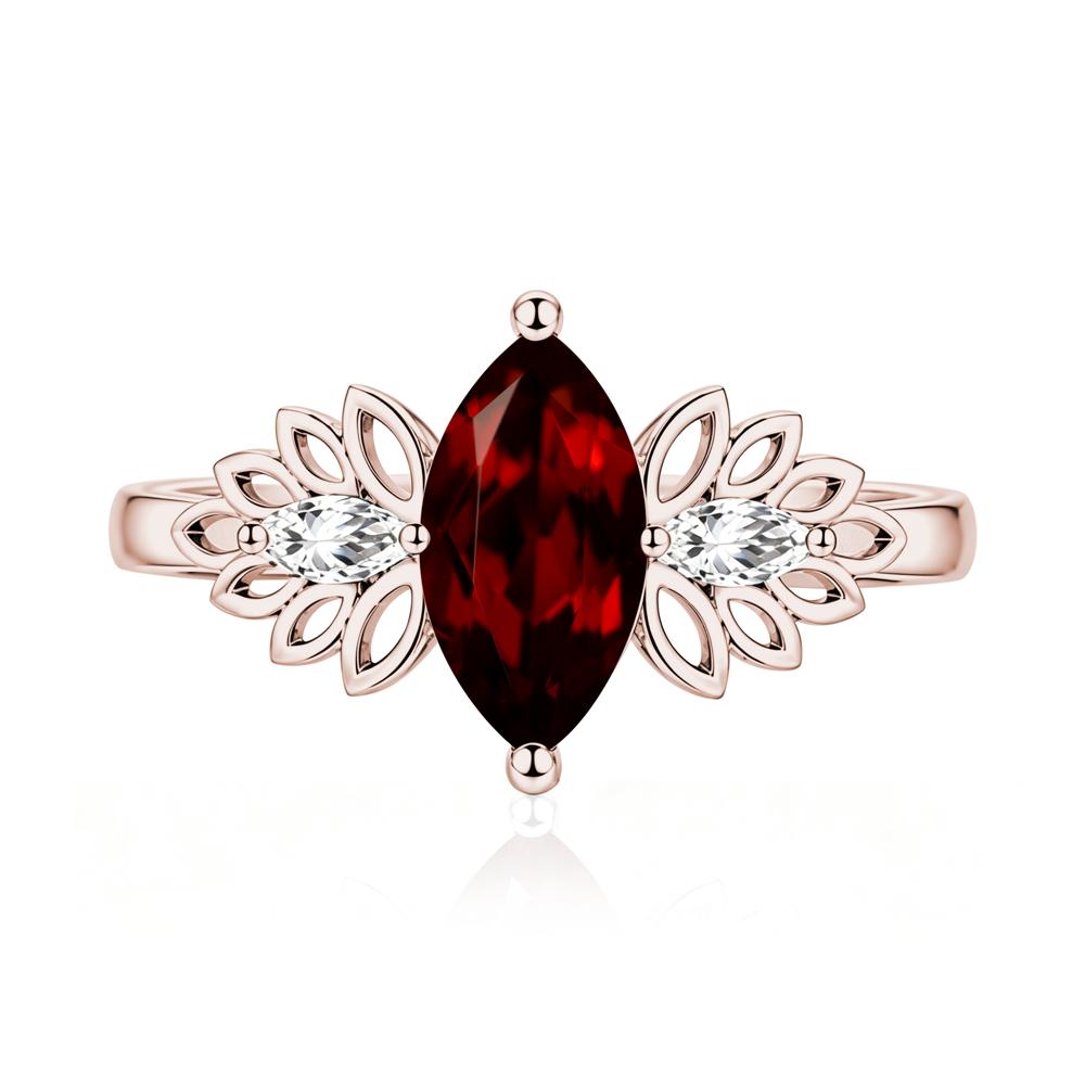 Leaf Inspired Marquise Cut Emerald Cocktail Ring - LUO Jewelry #gemstone_Garnet