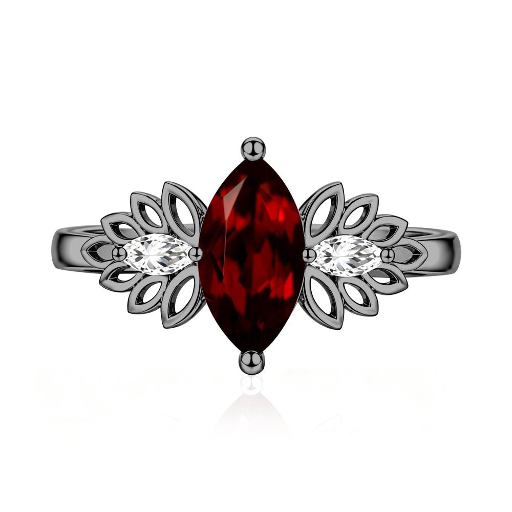 Leaf Inspired Marquise Cut Emerald Cocktail Ring - LUO Jewelry #gemstone_Garnet