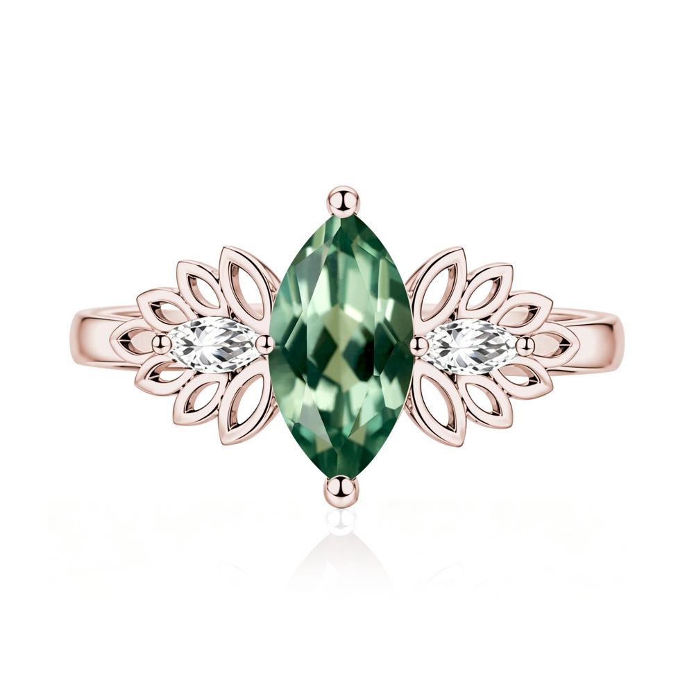 Leaf Inspired Marquise Cut Emerald Cocktail Ring - LUO Jewelry #gemstone_Green Sapphire