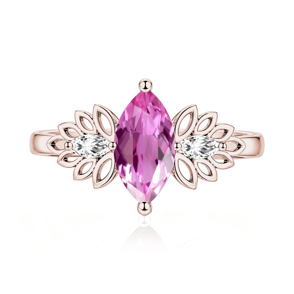 Leaf Inspired Marquise Cut Emerald Cocktail Ring - LUO Jewelry #gemstone_Pink Sapphire
