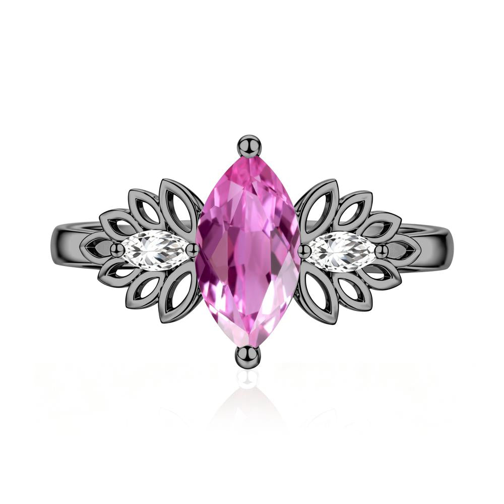Leaf Inspired Marquise Cut Emerald Cocktail Ring - LUO Jewelry #gemstone_Pink Sapphire