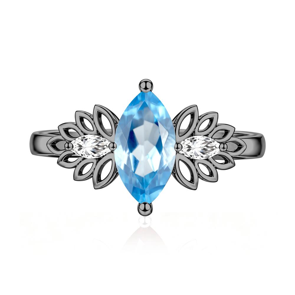 Leaf Inspired Marquise Cut Emerald Cocktail Ring - LUO Jewelry #gemstone_Swiss Blue Topaz