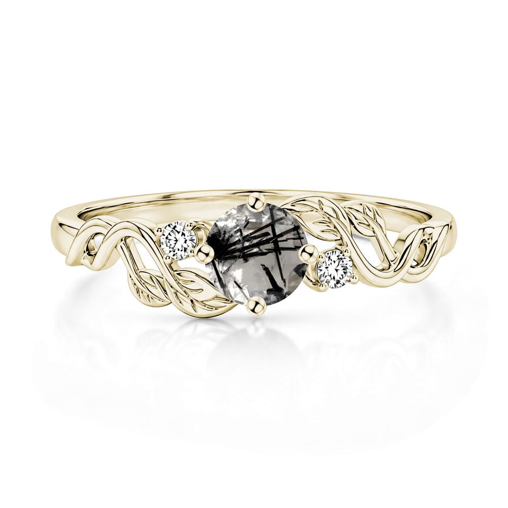 Round Shaped Alexandrite Twisted Leaf Ring - LUO Jewelry #gemstone_Black Rutilated Quartz
