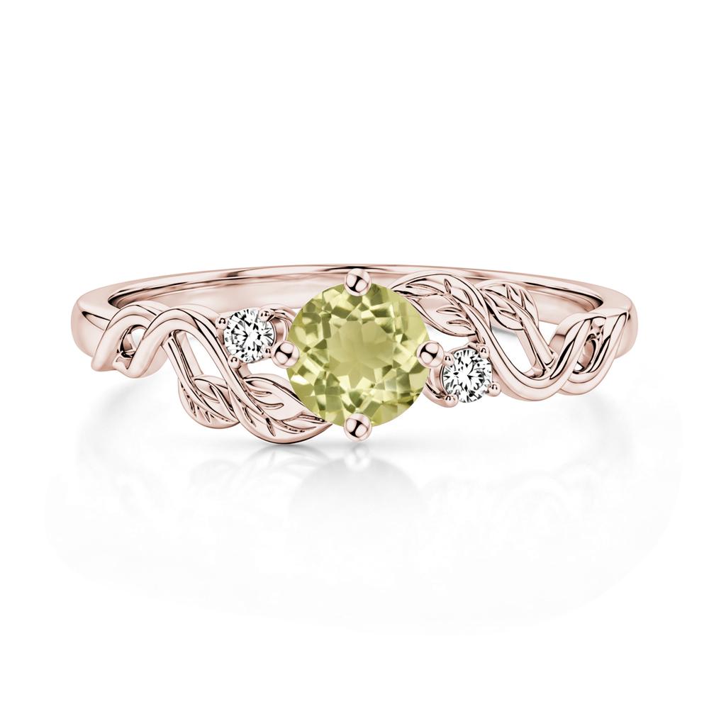 Round Shaped Alexandrite Twisted Leaf Ring - LUO Jewelry #gemstone_Lemon Quartz