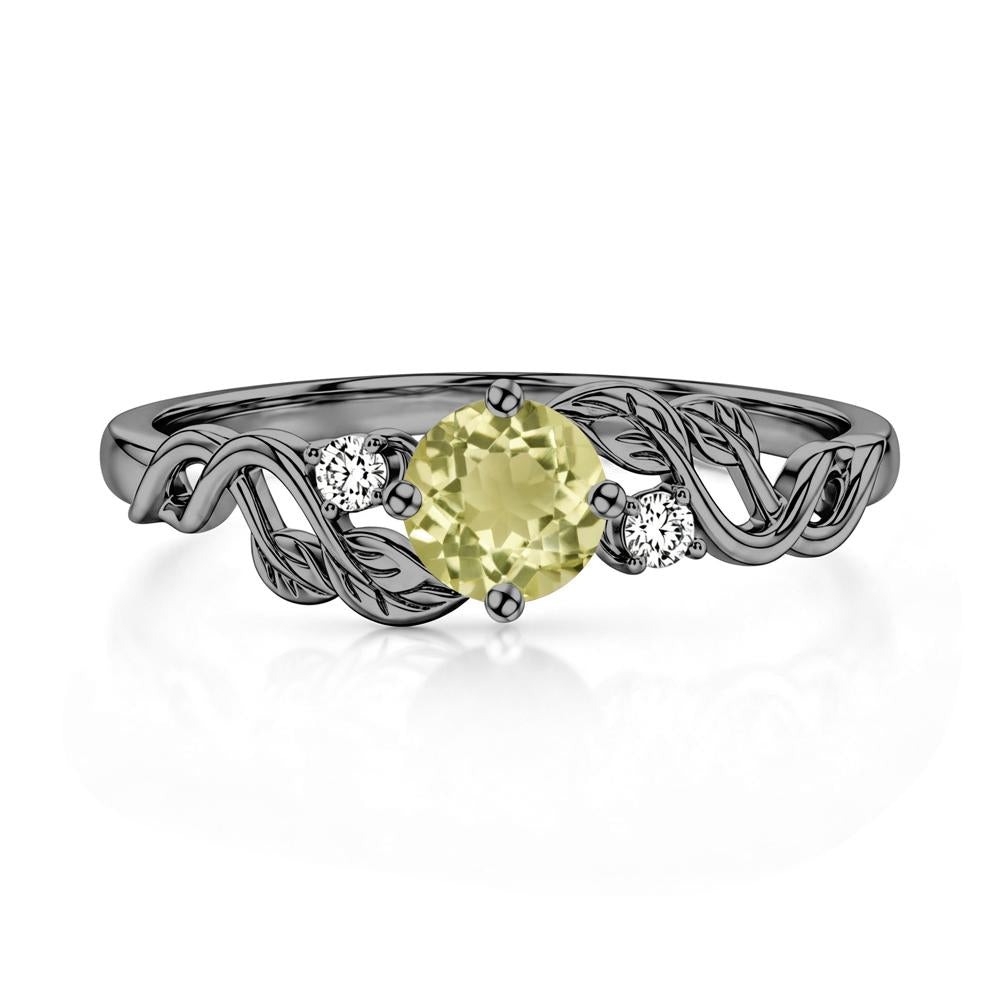 Round Shaped Alexandrite Twisted Leaf Ring - LUO Jewelry #gemstone_Lemon Quartz
