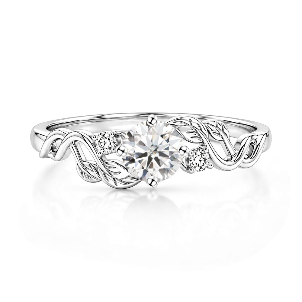 Round Shaped Alexandrite Twisted Leaf Ring - LUO Jewelry #gemstone_Moissanite