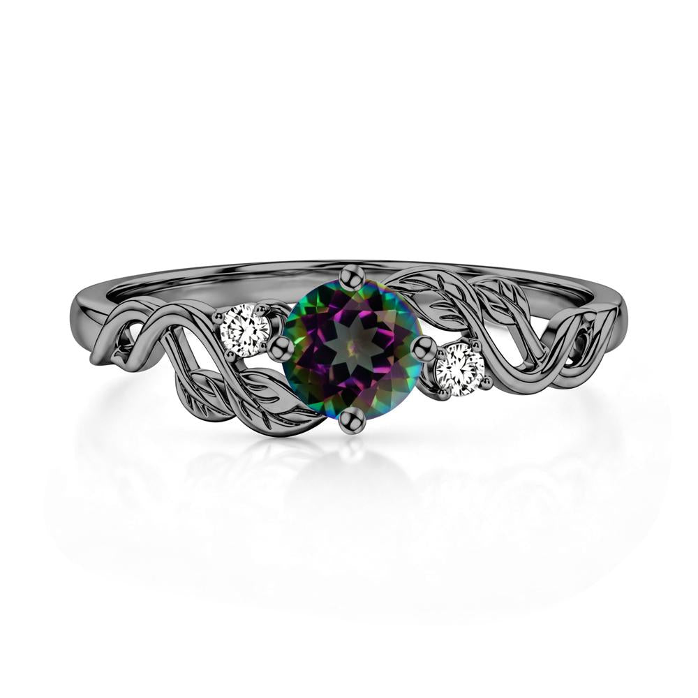 Round Shaped Alexandrite Twisted Leaf Ring - LUO Jewelry #gemstone_Mystic Topaz