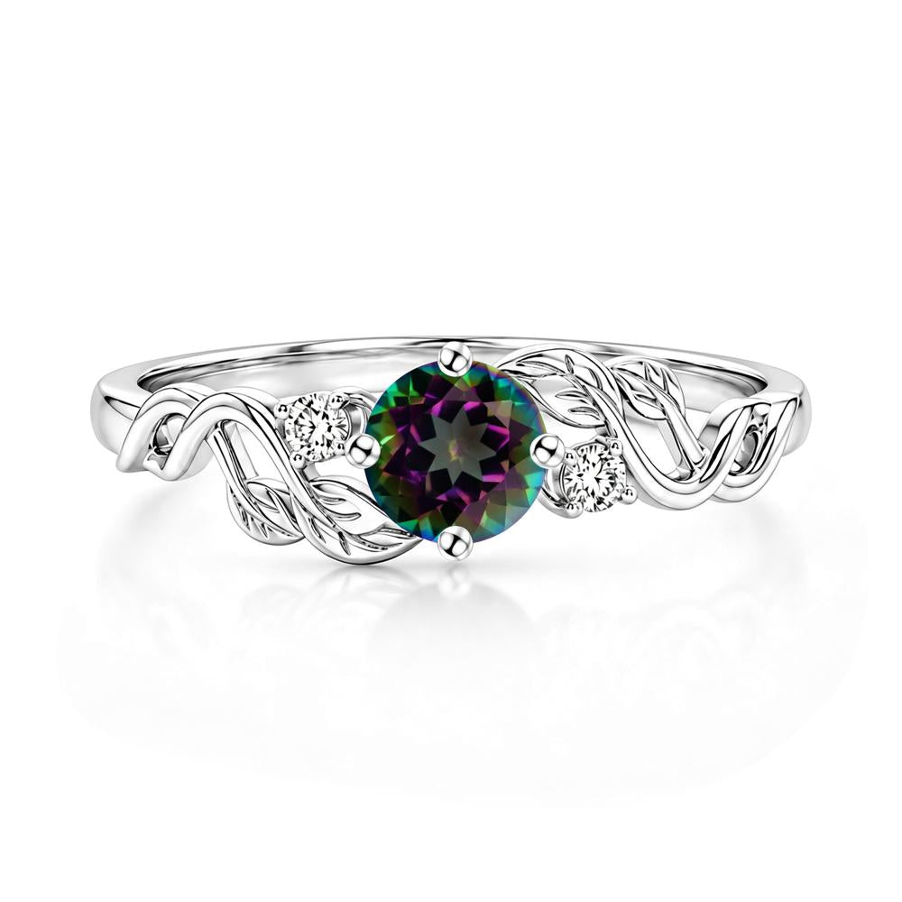 Round Shaped Alexandrite Twisted Leaf Ring - LUO Jewelry #gemstone_Mystic Topaz